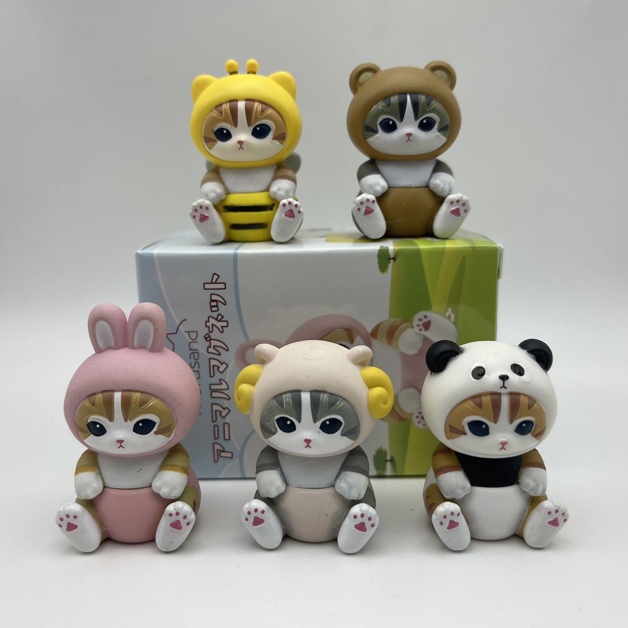 Art Craft Toys - 4 センチメートル Mofusand アクションフィギュアセット動物帽子人形かわいい Pvc モデルブラインドボックスデスクトップ装飾工芸品のおもちゃ誕生日ギフト