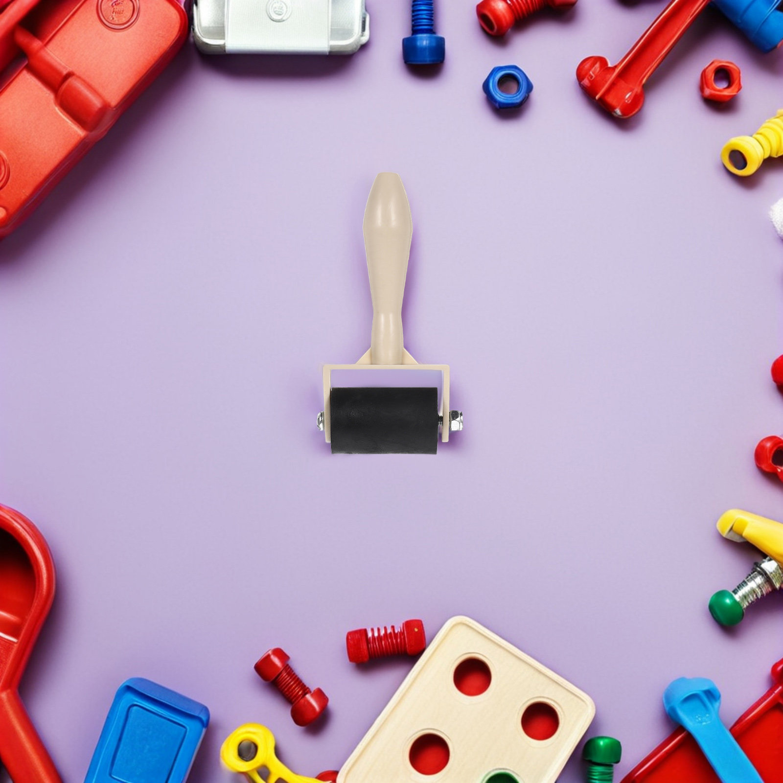 Art Craft Workshop - 7個入り教育用版画ブライヤー、子供向けゴムローラーツール、ブロックプリントアートクラフトDIY、家族教室ワークショップ用、滑らかな仕上がり