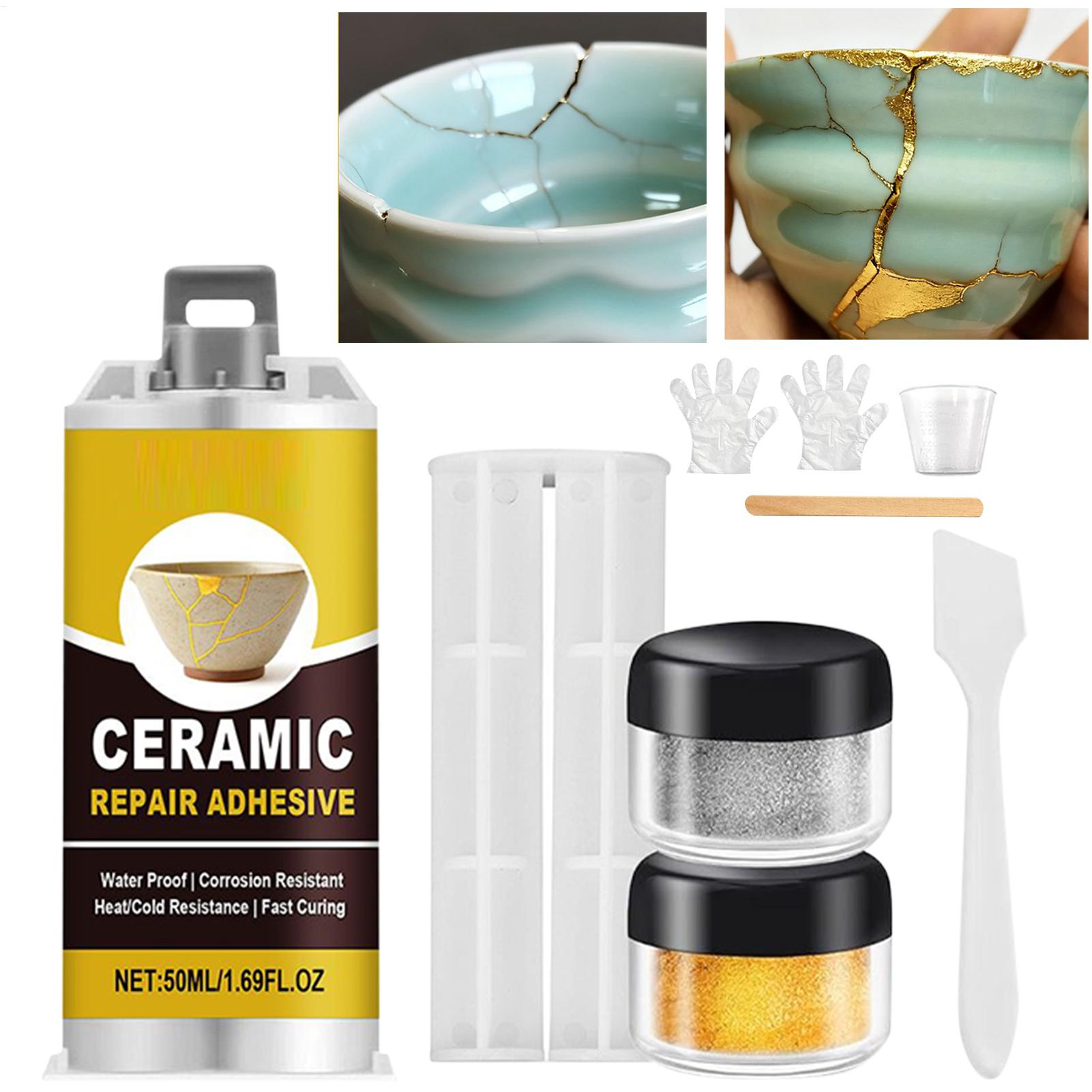 Art Craft Workshop - 金塗り補修キット ゴールドセラミック接着剤 食品安全接着剤 割れた陶器の皿、カップ、ボウル、浴槽、工芸品、アートの再仕上げ用