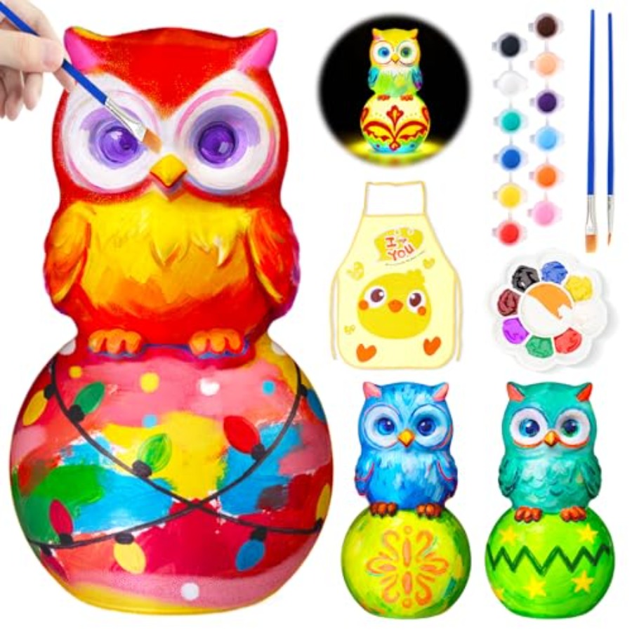 Art Craft Toys - ペイントユアヨウンランプキット、8～12歳向けアート＆クラフト、DIYおもちゃタップナイトライト、4～6歳向けアート＆クラフト、ペイントキット誕生日プレゼント