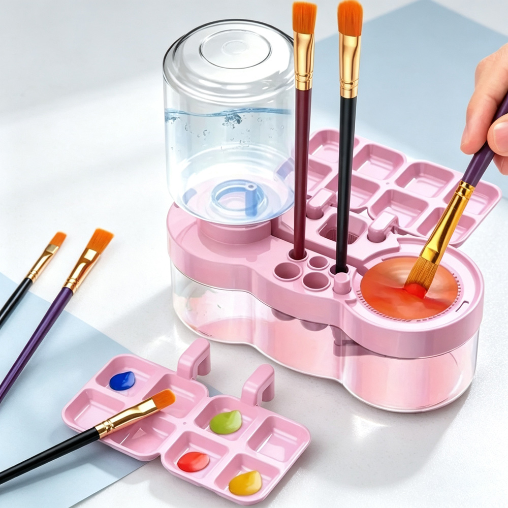 Watercolor Brush Pen - ペイントブラシウォッシャー 多機能ポータブルアーティストクリーナーツール パレットペンスロット付き アクリル水彩画アートクラフト用