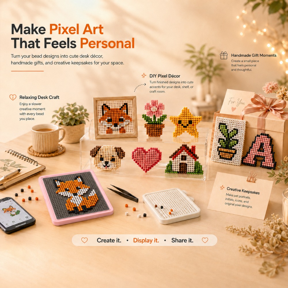 Art Craft Store - LEDスマートヒューズビーズペグボード、アプリでガイド付きパターンライトボード、アート＆クラフト用、DIYピクセルおもちゃ誕生日ギフトセット