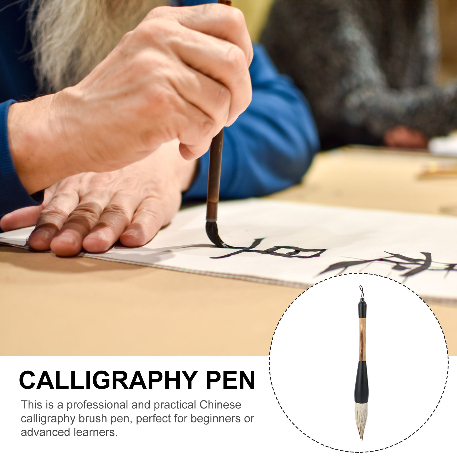 1本入り大型狼毛中国書道筆、高級絵筆、滑らかな筆記具、水彩書 - Watercolor Brush Pen のレビューと価格