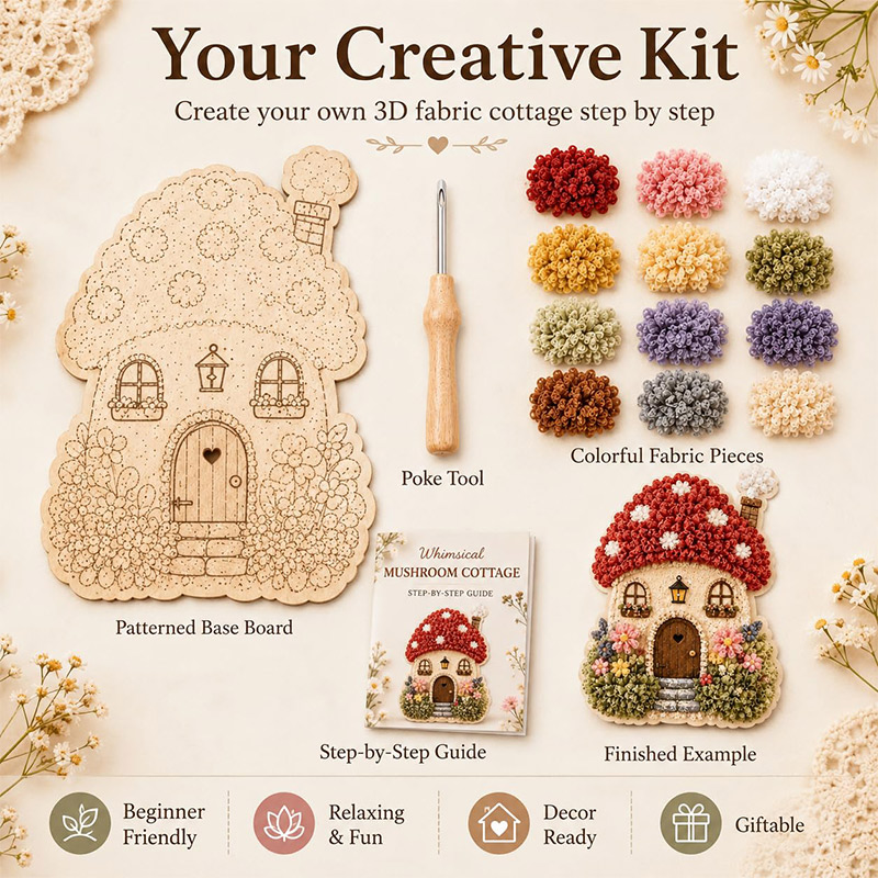 3Dマッシュルームハウス ポケアート DIYキット 布製パン - Art Craft Store のレビューと価格