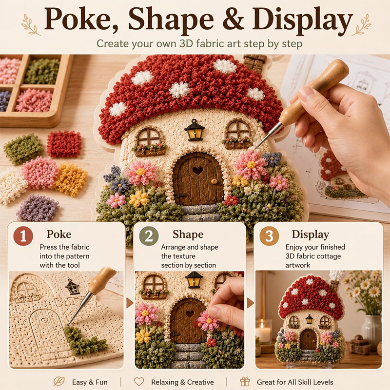 3Dマッシュルームハウス ポケアート DIYキット 布製パン - Art Craft Store のレビューと価格