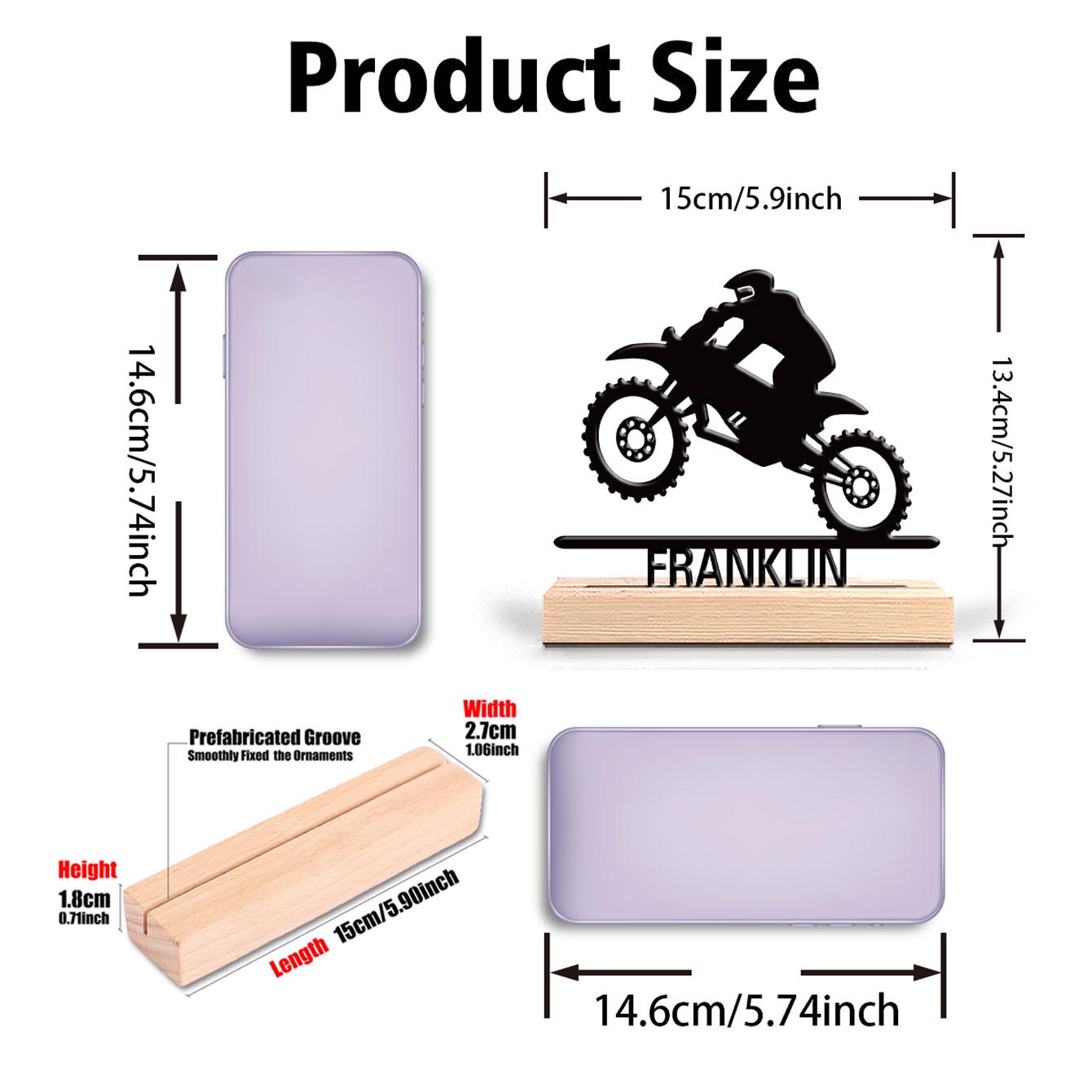 1個入り 抽象的なバイクジャンプのカスタムネーム入り金属像  - Art Craft Wood のレビューと価格