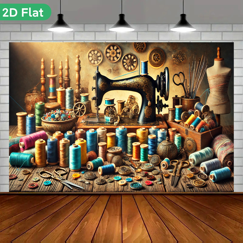 ヴィンテージレトロな縫製工房の壁掛けタペストリーアート、スチ - Art Craft Workshop のレビューと価格