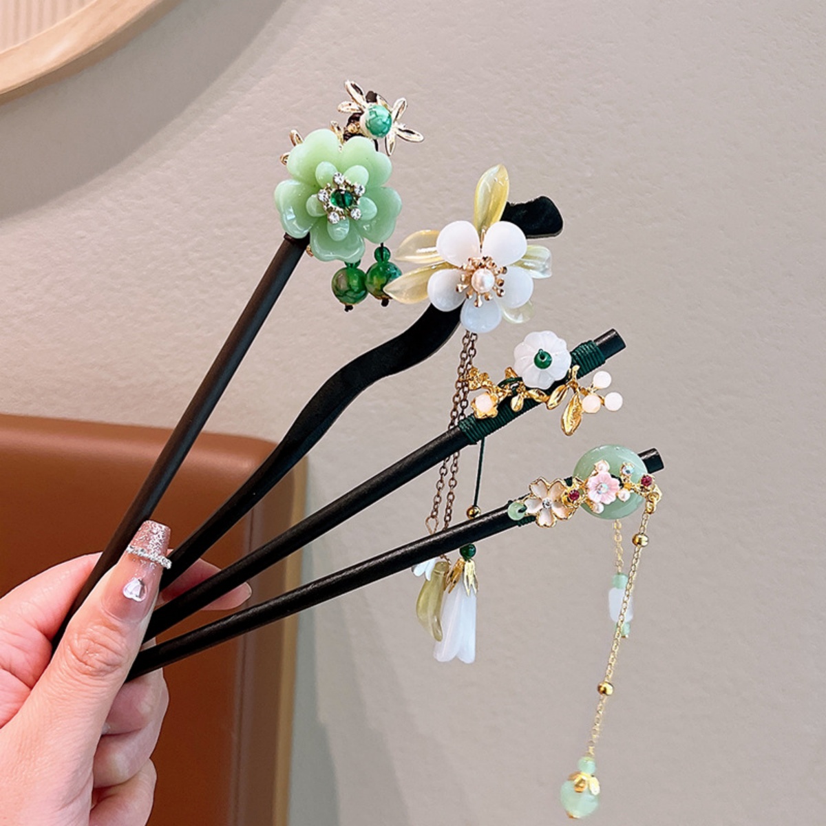 絶妙な花のタッセル木製ヘアピンレトロ中国風の手作り花ヘアステ - Art Craft Shop のレビューと価格